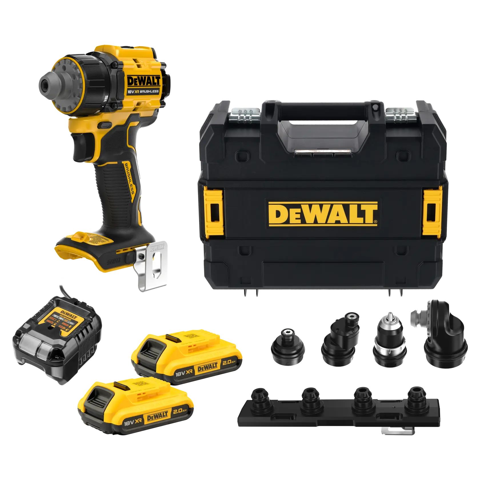 DCD803D2T-QW DEWALT DCD803D2T-QW perceuse multi-têtes avec 2 batteries 2 Ah