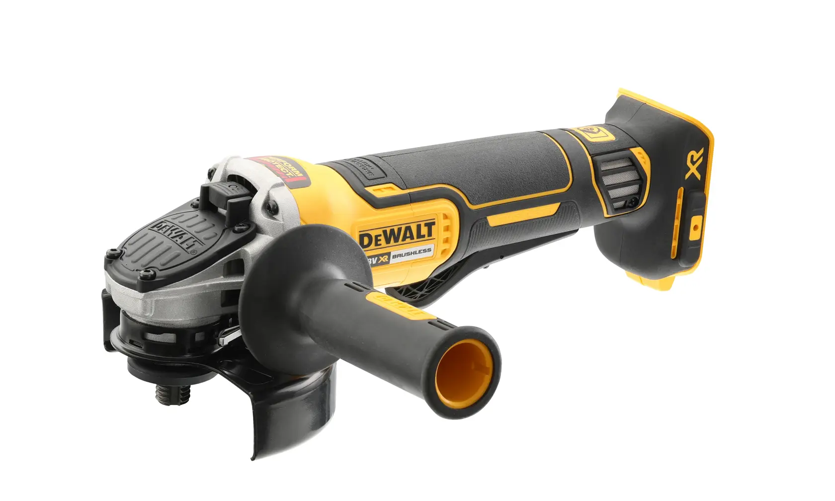 DEWALT DCG406NT-XJ – meuleuse 125 mm – vue 1 DEWALT DCG406NT-XJ – meuleuse 125 mm – vue 1. Batterie éventuellement illustrée non incluse.