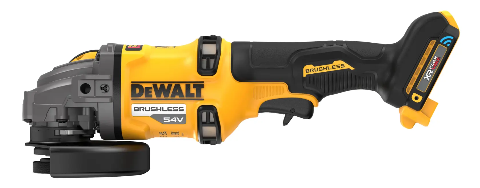 DEWALT DCG418SHDN-XJ – meuleuse 125 mm – vue 1 DEWALT DCG418SHDN-XJ – meuleuse 125 mm – vue 1. Batterie éventuellement illustrée non incluse.