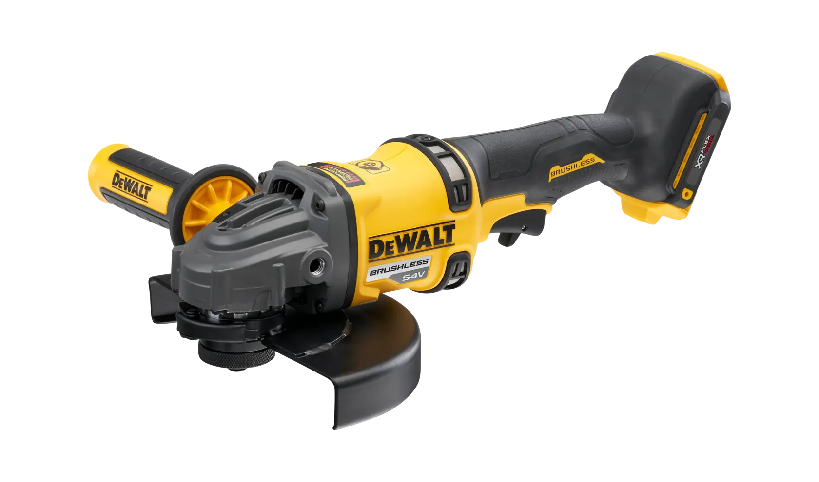 DEWALT DCG440N-XJ – meuleuse 180 mm – vue 1 DEWALT DCG440N-XJ – meuleuse 180 mm – vue 1. Batterie éventuellement illustrée non incluse.