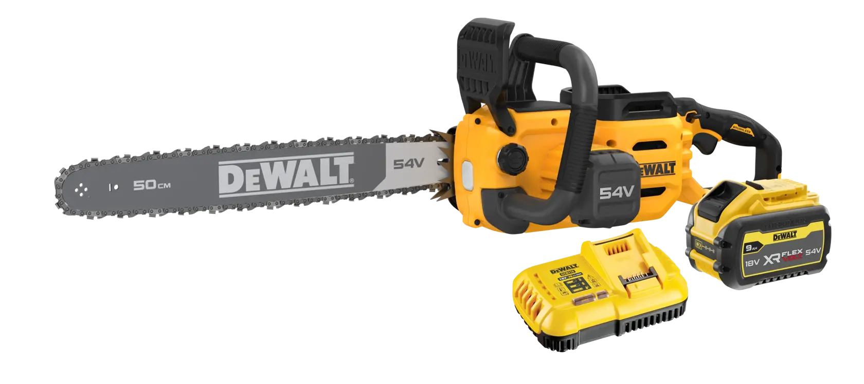 DCMCS575X1-QW DEWALT DCMCS575X1-QW tronçonneuse à chaîne 54 V XR FLEXVOLT guide 50 cm, kit complet