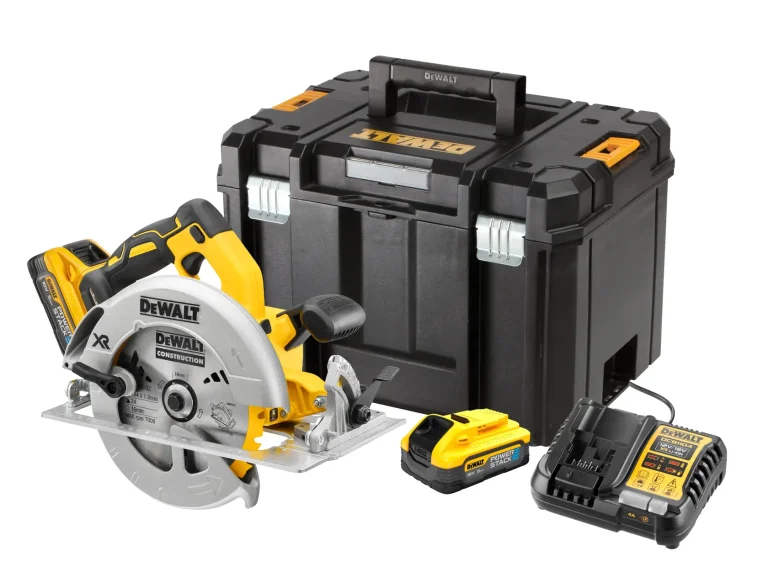DEWALT DCS570H2T-QW scie circulaire 184 mm avec 2 batteries POWERSTACK 5 Ah et coffret TSTAK