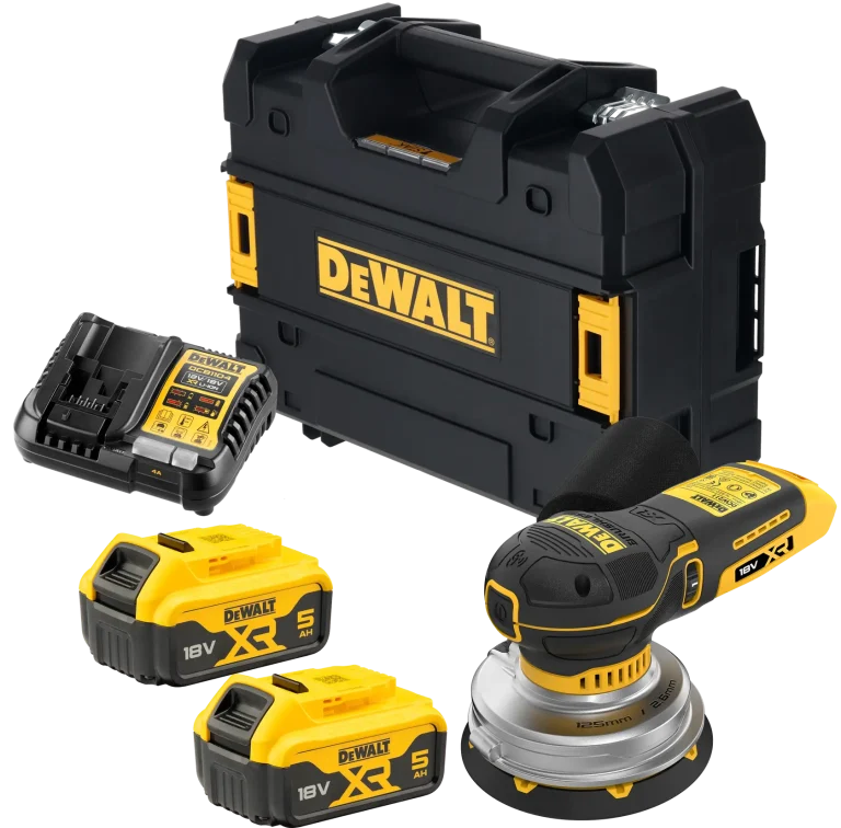 DEWALT DCW211P2-QW ponceuse excentrique 125 mm avec 2 batteries 5 Ah
