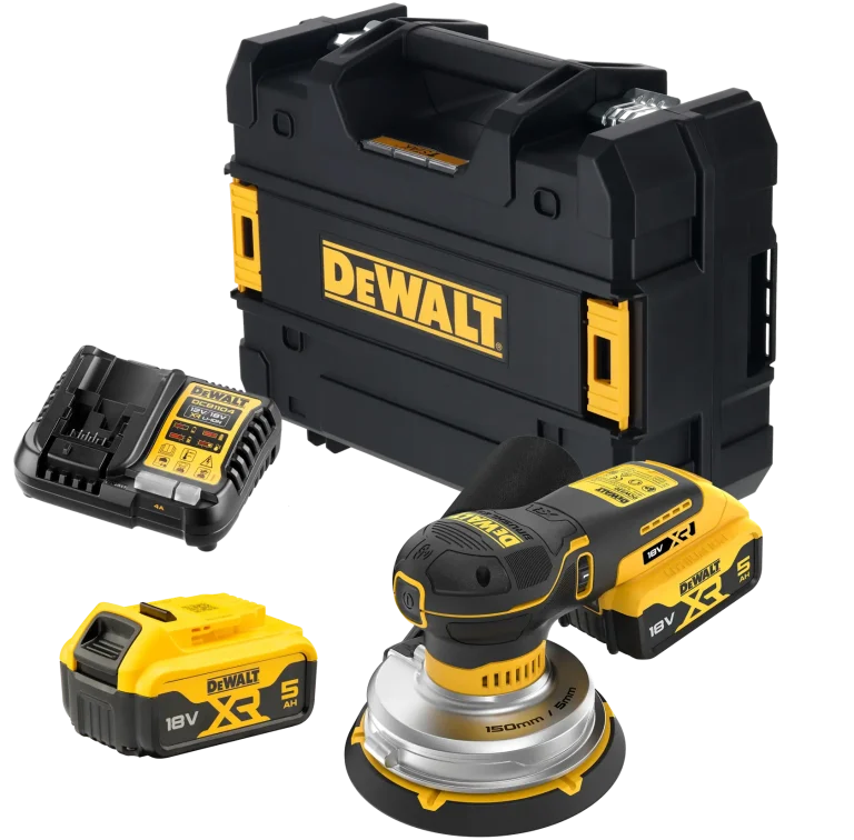DEWALT DCW230P2-QW ponceuse excentrique 150 mm avec 2 batteries 5 Ah