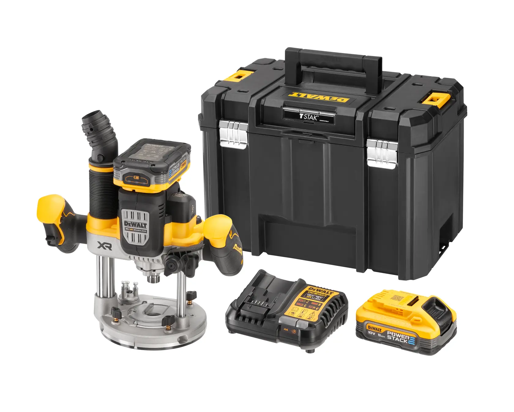 DEWALT DCW620H2-QW DEWALT DCW620H2-QW défonceuse plongeante avec 2 batteries POWERSTACK 5 Ah et mallette TSTAK