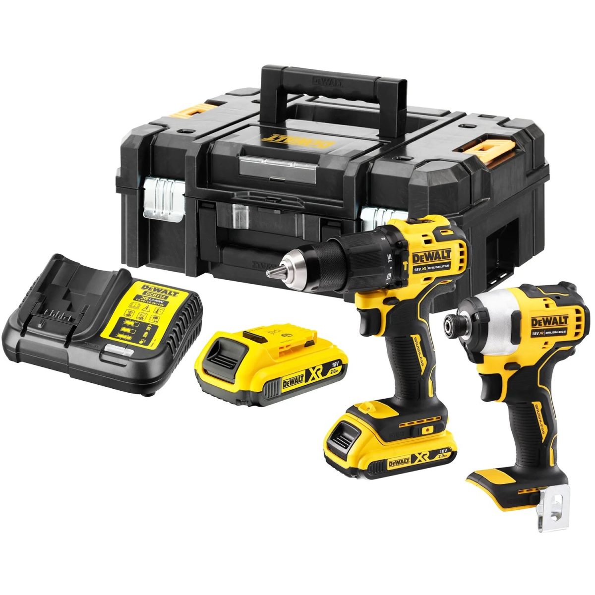 DEWALT DCK2062D2T-QW kit trapano DCD709 e avvitatore a impulsi DCF809 18V XR