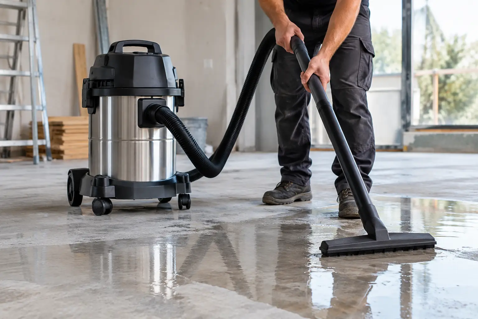 Test aspiratore DeWalt per liquidi in cantiere